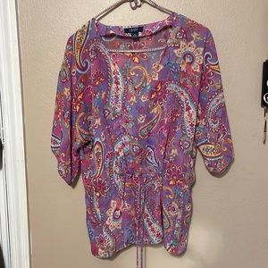 Chaps sheer peasant style top with matching cami GUC